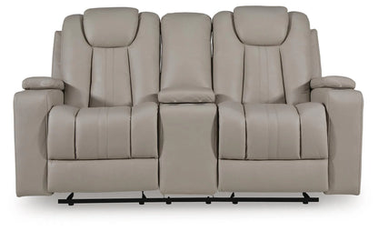Elevate Edges - Glide Reclining Loveseat With Console - Coin