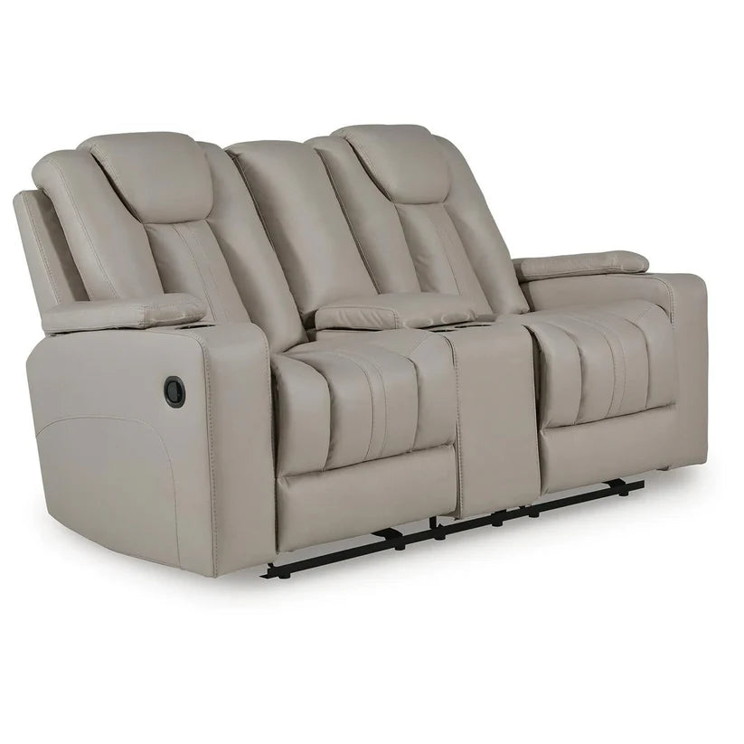 Elevate Edges - Glide Reclining Loveseat With Console - Coin