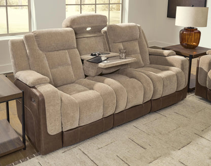Mixed Motion - Power Reclining Sofa With Adjustable Headrest - Brownstone