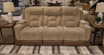 Mixed Motion - Power Reclining Sofa With Adjustable Headrest - Brownstone