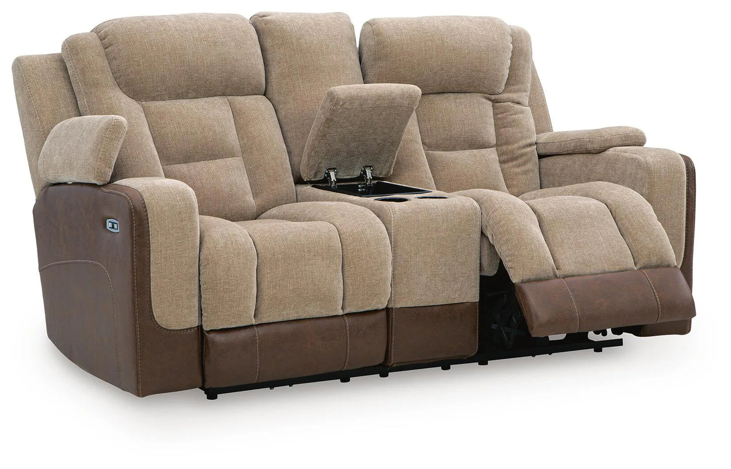 Mixed Motion - Power Reclining Loveseat With Console / Adjustable Headrest - Brownstone