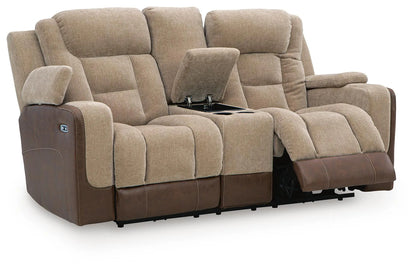 Mixed Motion - Power Reclining Loveseat With Console / Adjustable Headrest - Brownstone