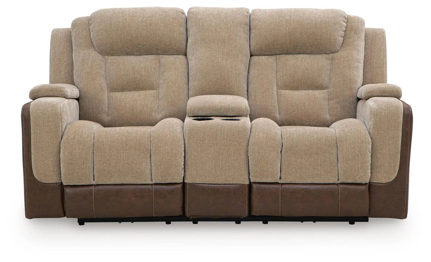 Mixed Motion - Power Reclining Loveseat With Console / Adjustable Headrest - Brownstone