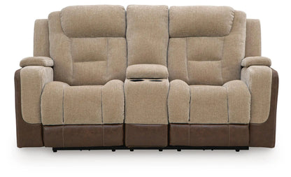 Mixed Motion - Power Reclining Loveseat With Console / Adjustable Headrest - Brownstone