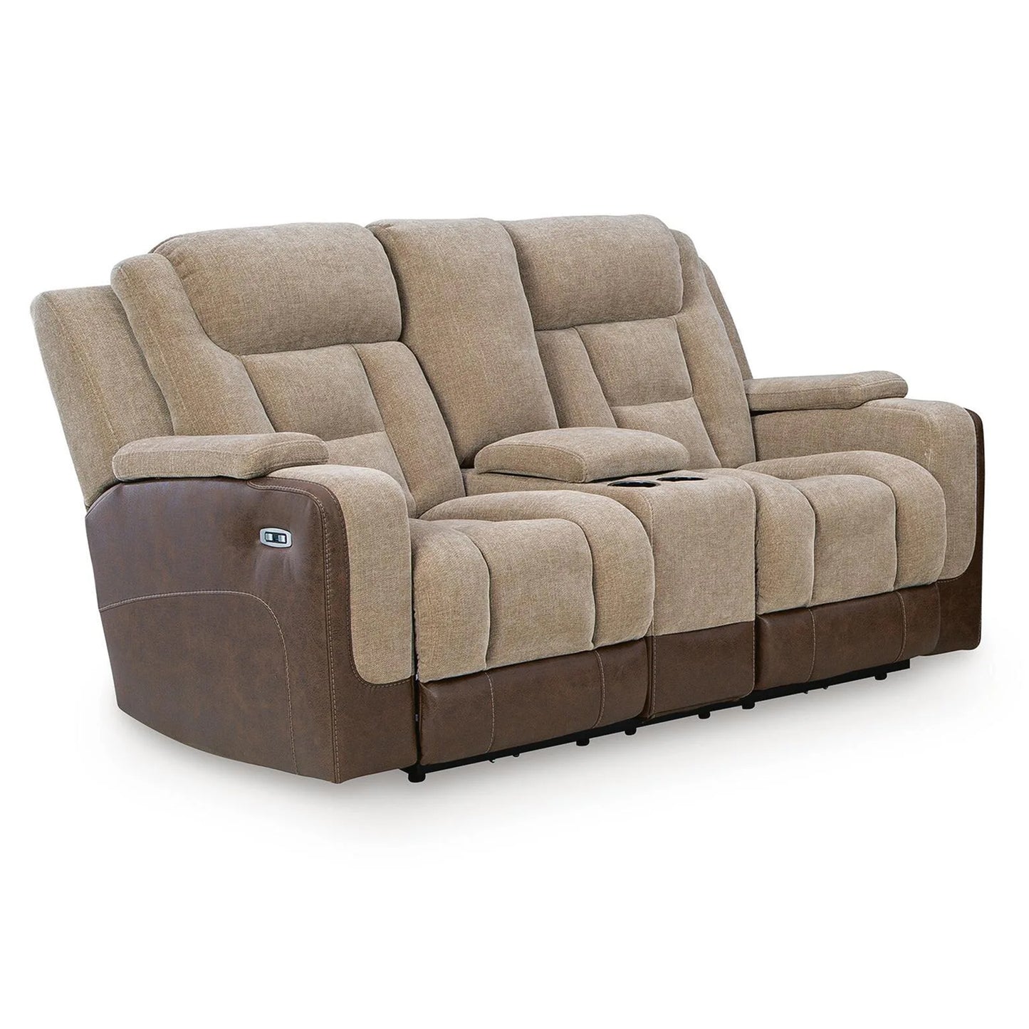 Mixed Motion - Power Reclining Loveseat With Console / Adjustable Headrest - Brownstone