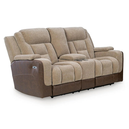 Mixed Motion - Power Reclining Loveseat With Console / Adjustable Headrest - Brownstone