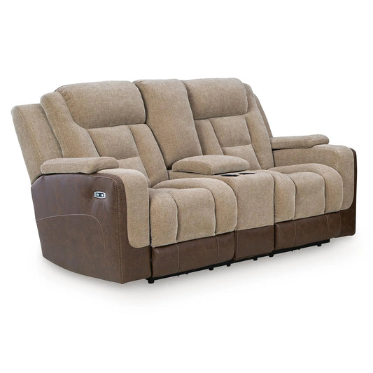 Mixed Motion - Power Reclining Loveseat With Console / Adjustable Headrest - Brownstone