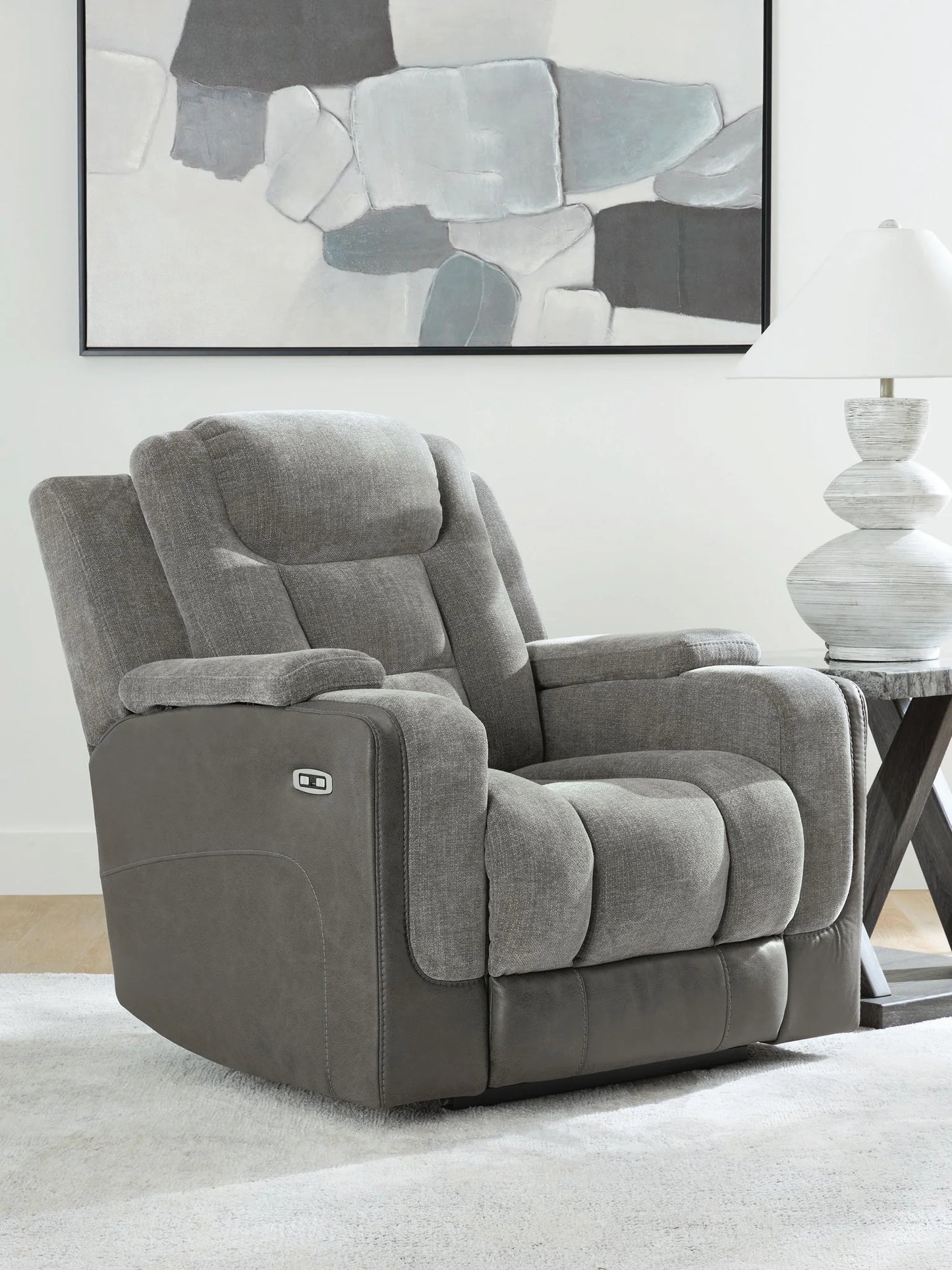 Mixed Motion - Power Recliner With Adjustable Headrest - Shadow