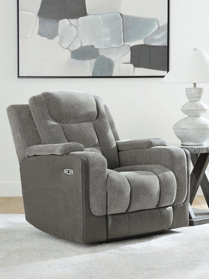 Mixed Motion - Power Recliner With Adjustable Headrest - Shadow