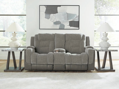 Mixed Motion - Power Reclining Loveseat With Console / Adjustable Headrest - Shadow
