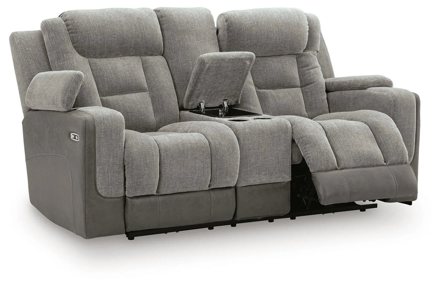 Mixed Motion - Power Reclining Loveseat With Console / Adjustable Headrest - Shadow