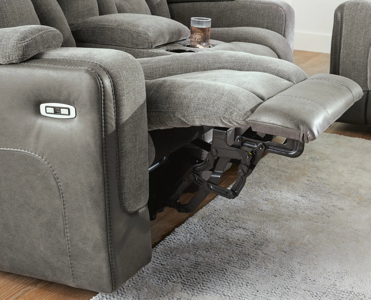 Mixed Motion - Power Reclining Loveseat With Console / Adjustable Headrest - Shadow