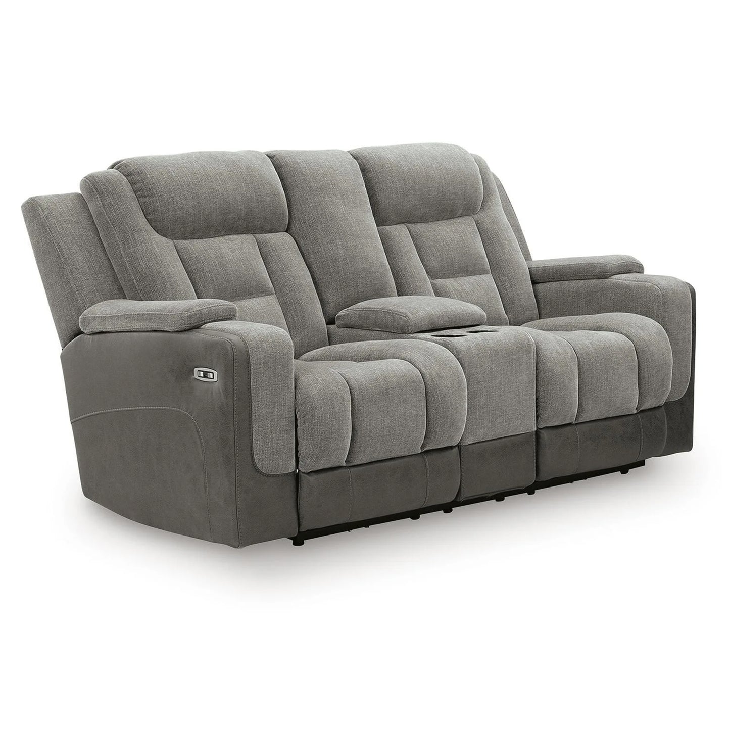 Mixed Motion - Power Reclining Loveseat With Console / Adjustable Headrest - Shadow