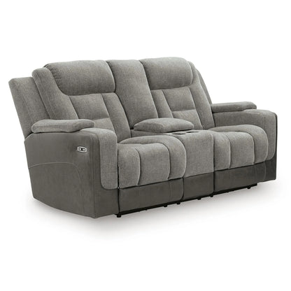 Mixed Motion - Power Reclining Loveseat With Console / Adjustable Headrest - Shadow