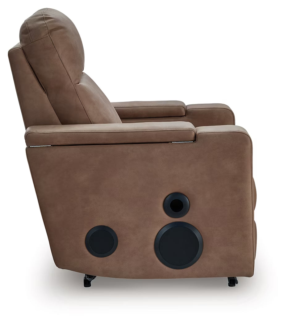 Lorrenton - Caramel - Glider Power Recliner With Audio System