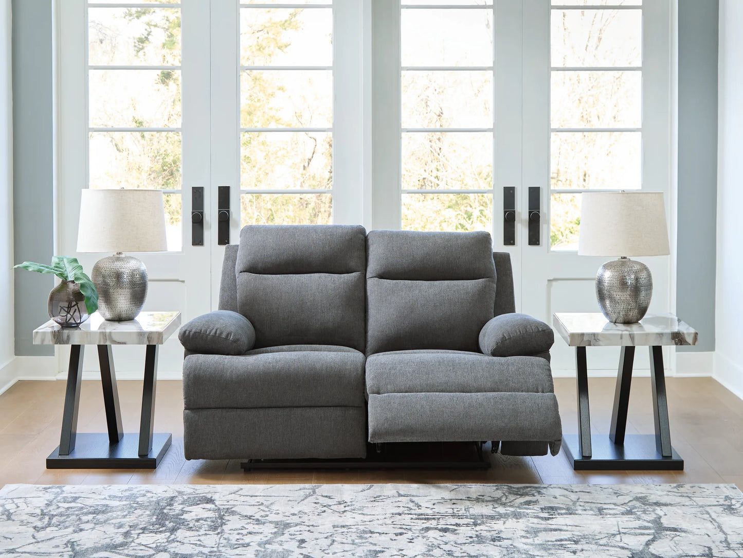 Side-Swipe - Charcoal - Reclining Loveseat