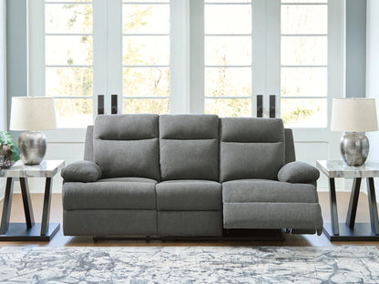 Side-Swipe - Charcoal - Reclining Sofa With Drop Down Table