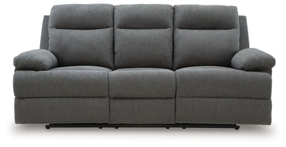 Side-Swipe - Charcoal - Reclining Sofa With Drop Down Table