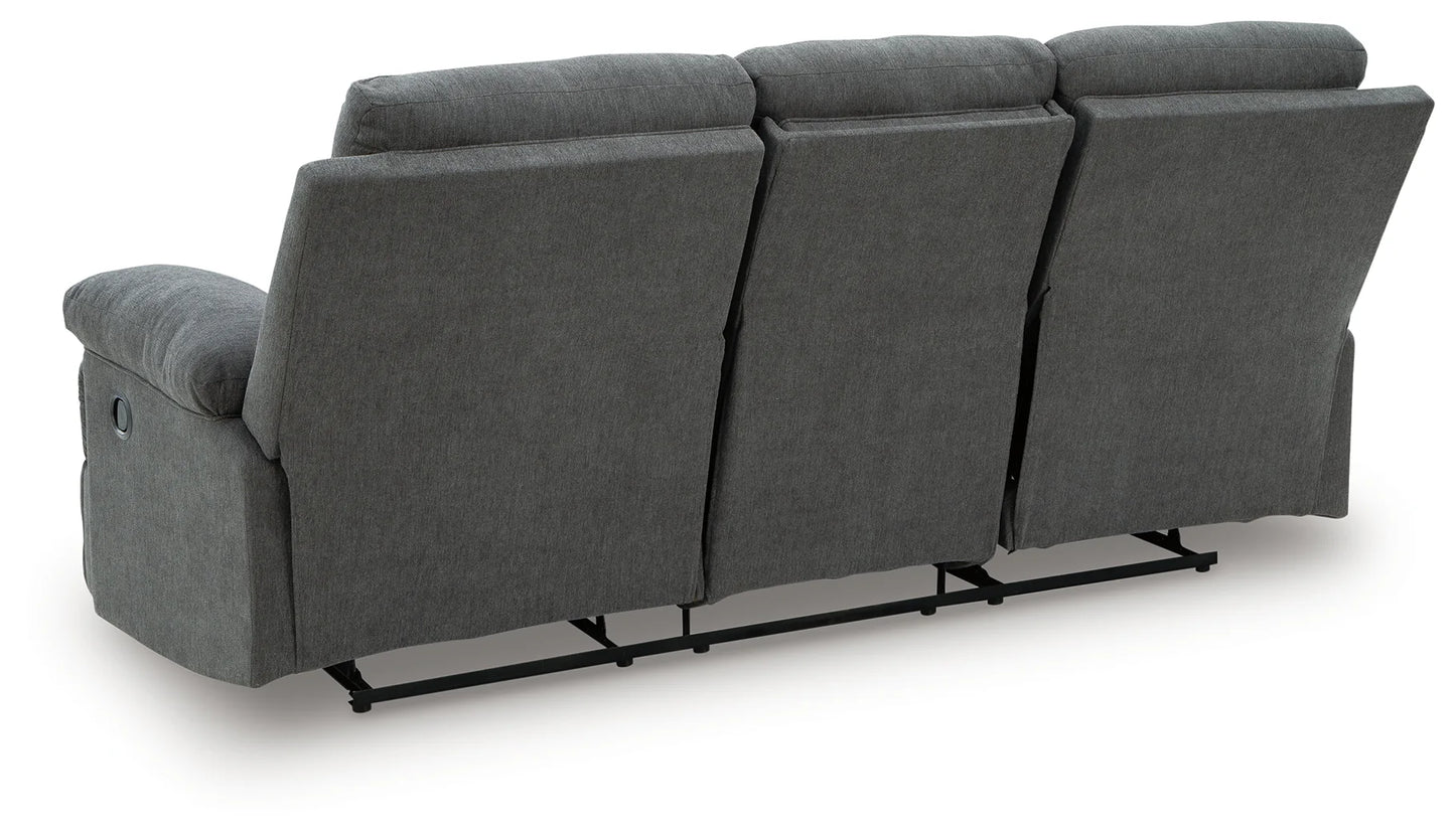 Side-Swipe - Charcoal - Reclining Sofa With Drop Down Table