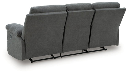 Side-Swipe - Charcoal - Reclining Sofa With Drop Down Table