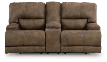 Beckley Place - Earth - Power Reclining Loveseat With Console / Adjustable Headrest