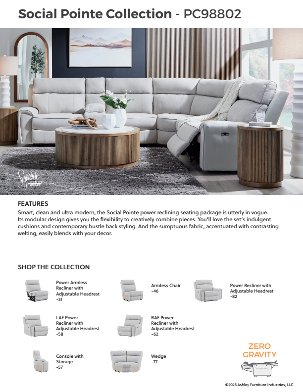 Social Pointe - Pearl / Ash - 3-Piece Power Reclining Sectional With Storage Console