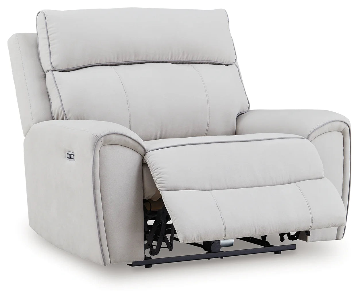 Social Pointe - Pearl / Ash - Power Recliner / Adjustable Headrest
