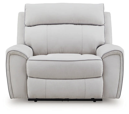 Social Pointe - Pearl / Ash - Power Recliner / Adjustable Headrest