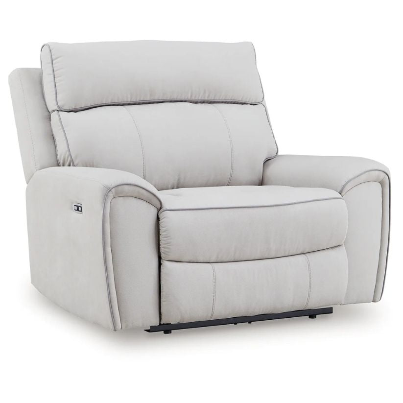 Social Pointe - Pearl / Ash - Power Recliner / Adjustable Headrest
