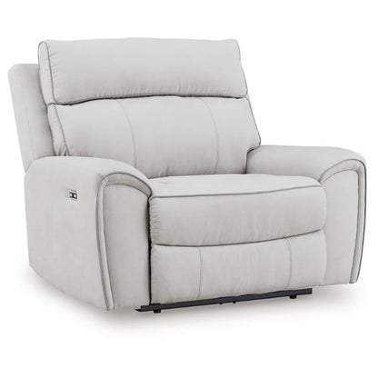 Social Pointe - Pearl / Ash - Power Recliner / Adjustable Headrest