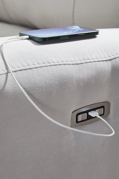 Social Pointe - Pearl / Ash - 3-Piece Power Reclining Sectional