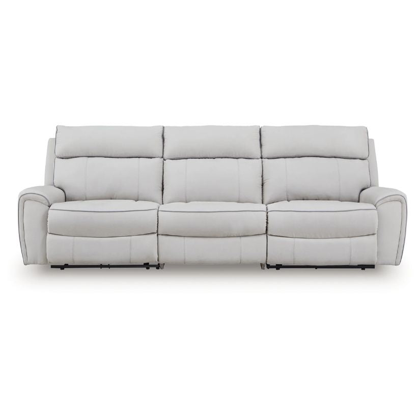 Social Pointe - Pearl / Ash - 3-Piece Power Reclining Sectional