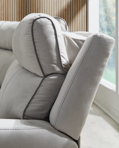 Social Pointe - 6-Piece Power Reclining Sectional - Pearl / Ash