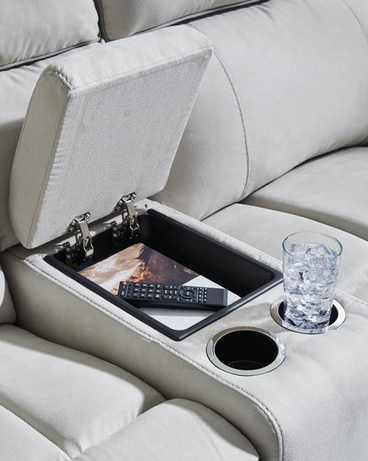 Social Pointe - Pearl / Ash - 6-Piece Reclining Sectional With Storage Console