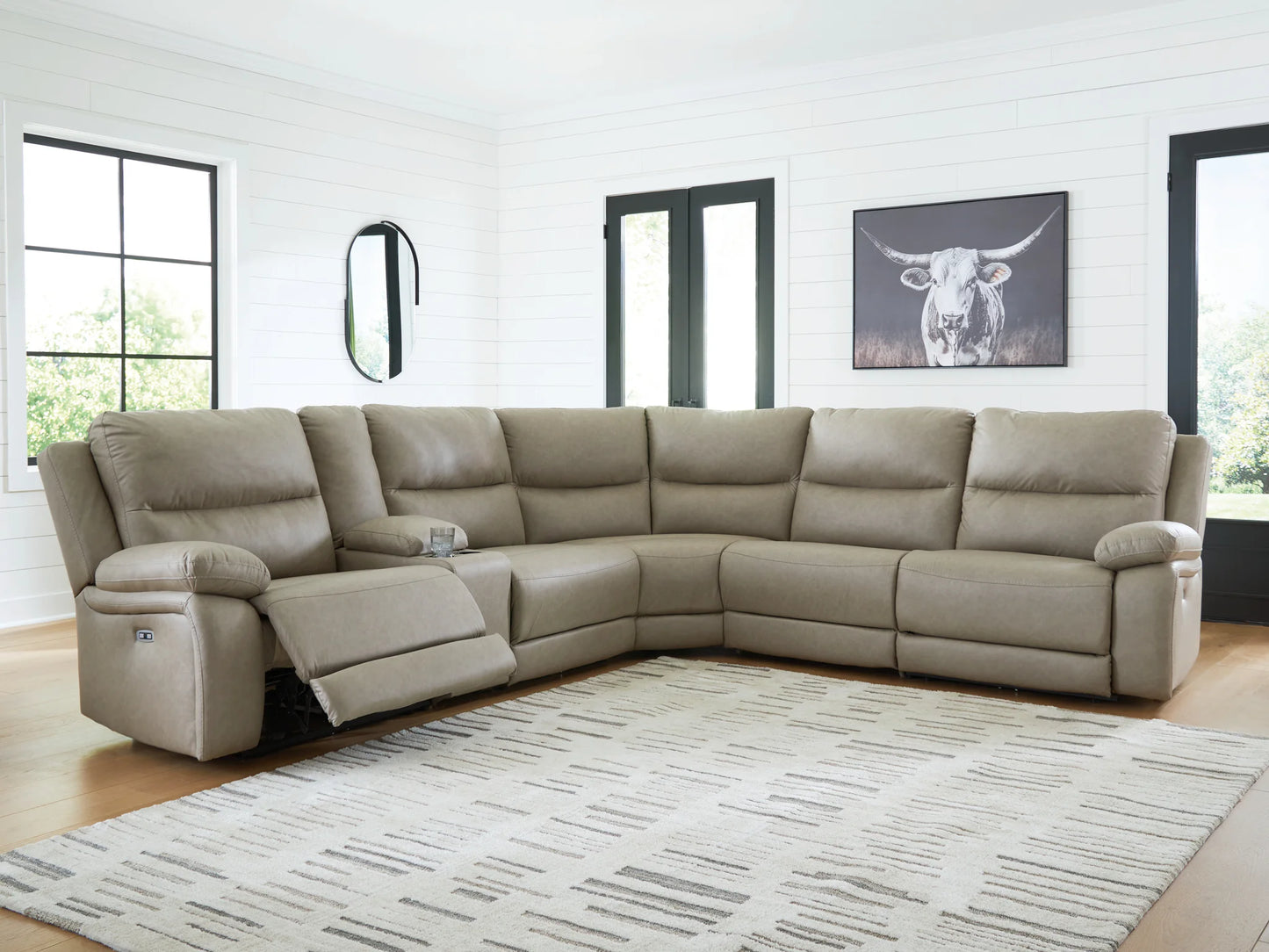 Narwhal Place - 6-Piece Power Reclining Sectional - Pebble