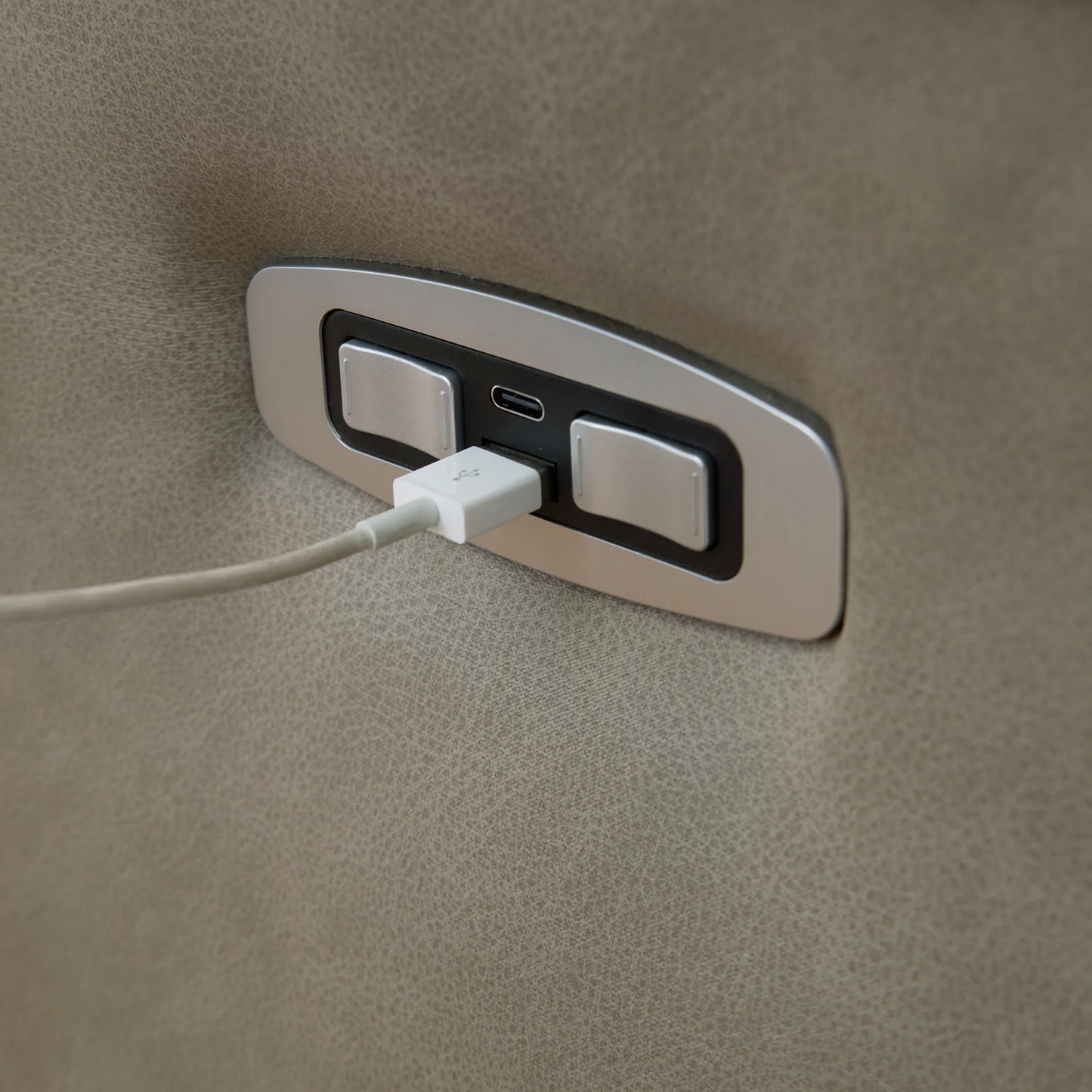 Narwhal Place - Pebble - 3-Piece Power Reclining Sectional With Storage Console