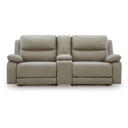 Narwhal Place - Pebble - 3-Piece Power Reclining Sectional With Storage Console