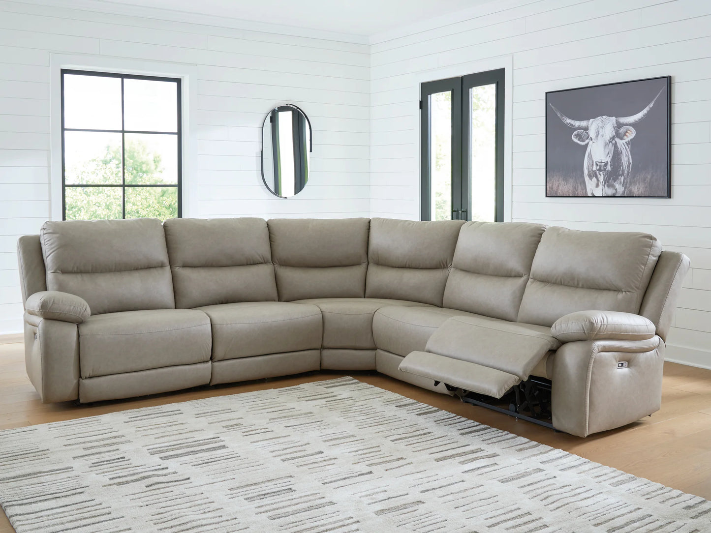Narwhal Place - Pebble - 5-Piece Power Reclining Sectional