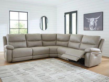 Narwhal Place - Pebble - 5-Piece Power Reclining Sectional