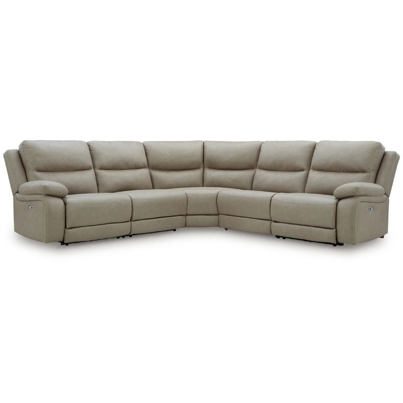 Narwhal Place - Pebble - 5-Piece Power Reclining Sectional