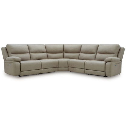Narwhal Place - Pebble - 5-Piece Power Reclining Sectional