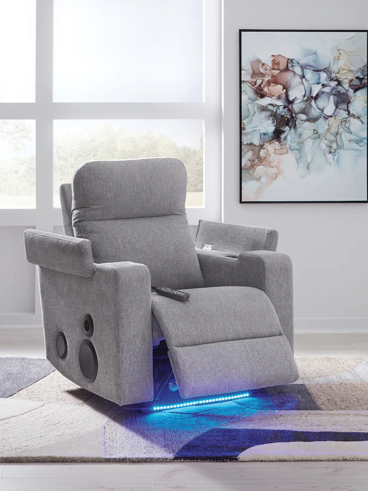 Pineland - Pewter - Glider Power Recliner With Audio System