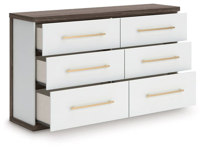 Kendanport - Brown / White - Six Drawer Dresser