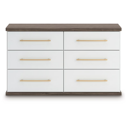 Kendanport - Brown / White - Six Drawer Dresser