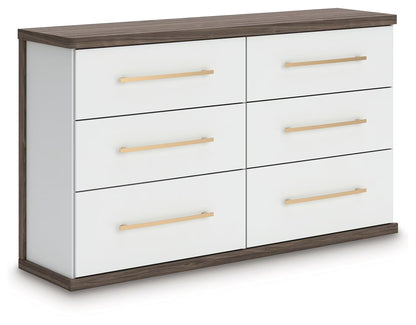 Kendanport - Brown / White - Six Drawer Dresser