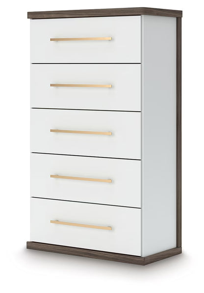 Kendanport - Brown / White - Five Drawer Chest