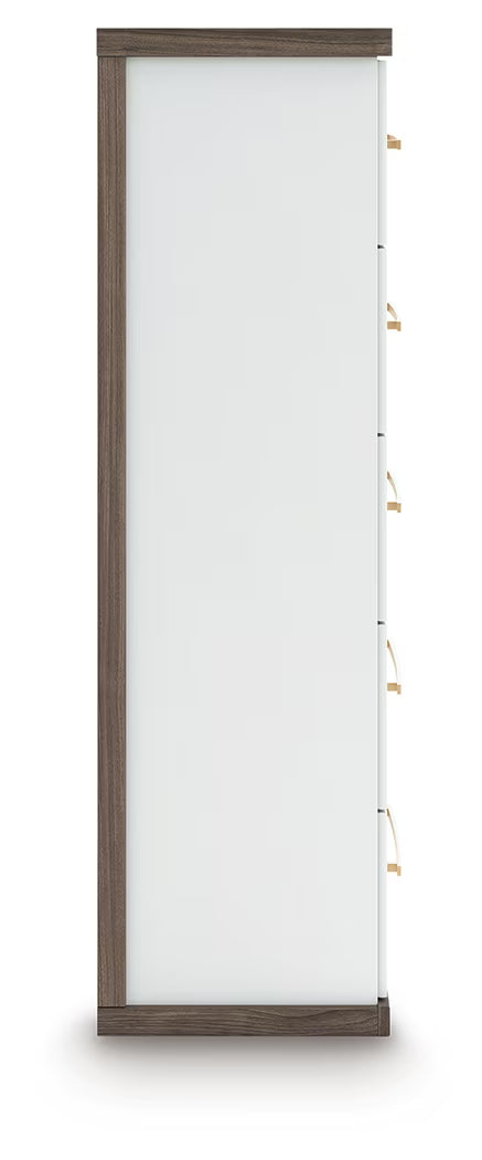 Kendanport - Brown / White - Five Drawer Chest