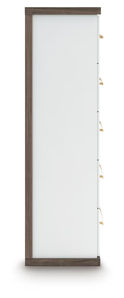 Kendanport - Brown / White - Five Drawer Chest