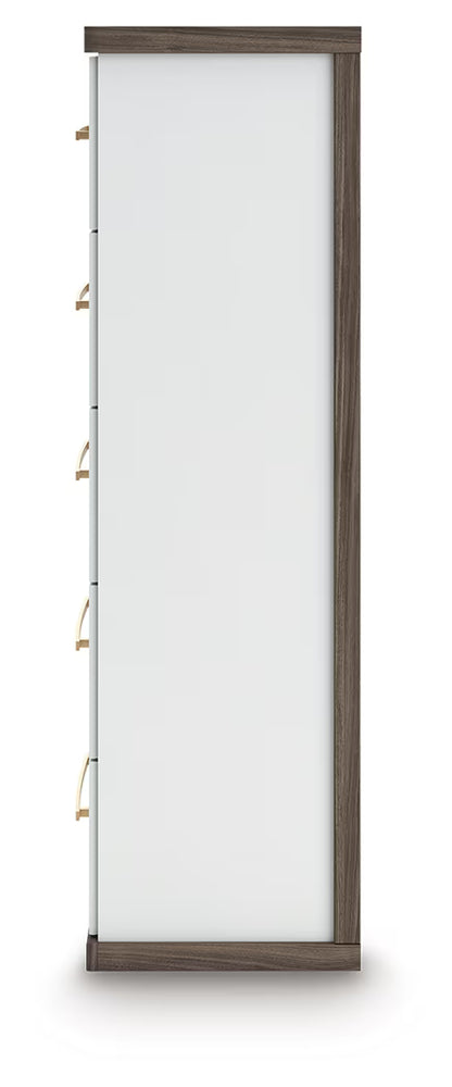 Kendanport - Brown / White - Five Drawer Chest