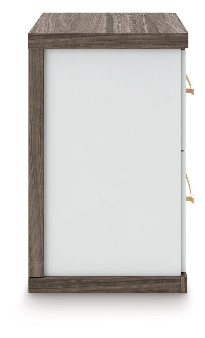 Kendanport - Brown / White - Two Drawer Night Stand